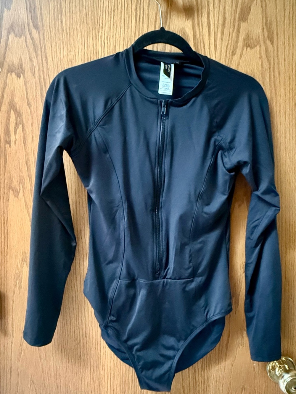 Nip tuck Swim Black long sleeve Zip-Front Swimsuit